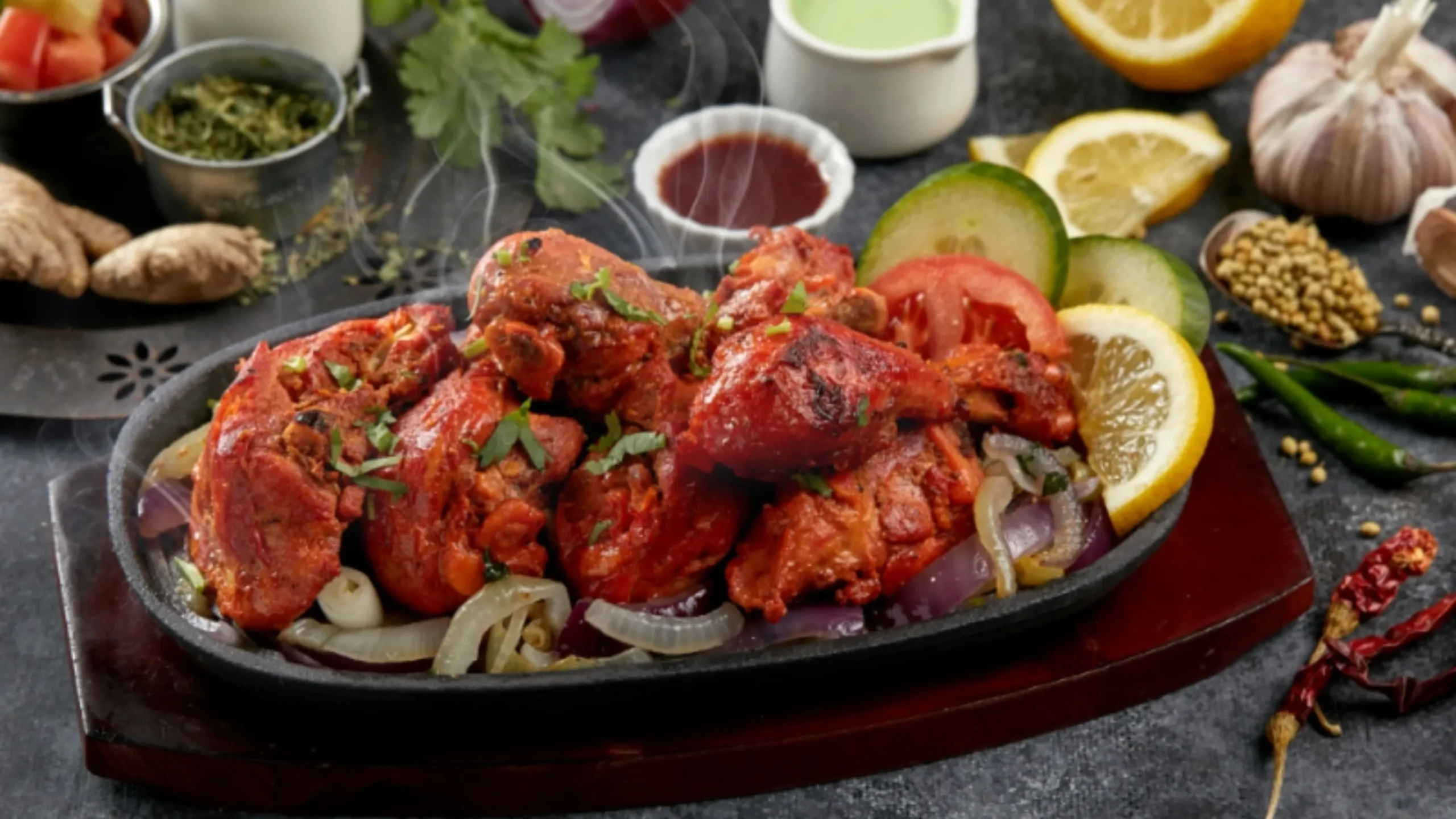 tandoori chicken in Passage to India restaurant menu