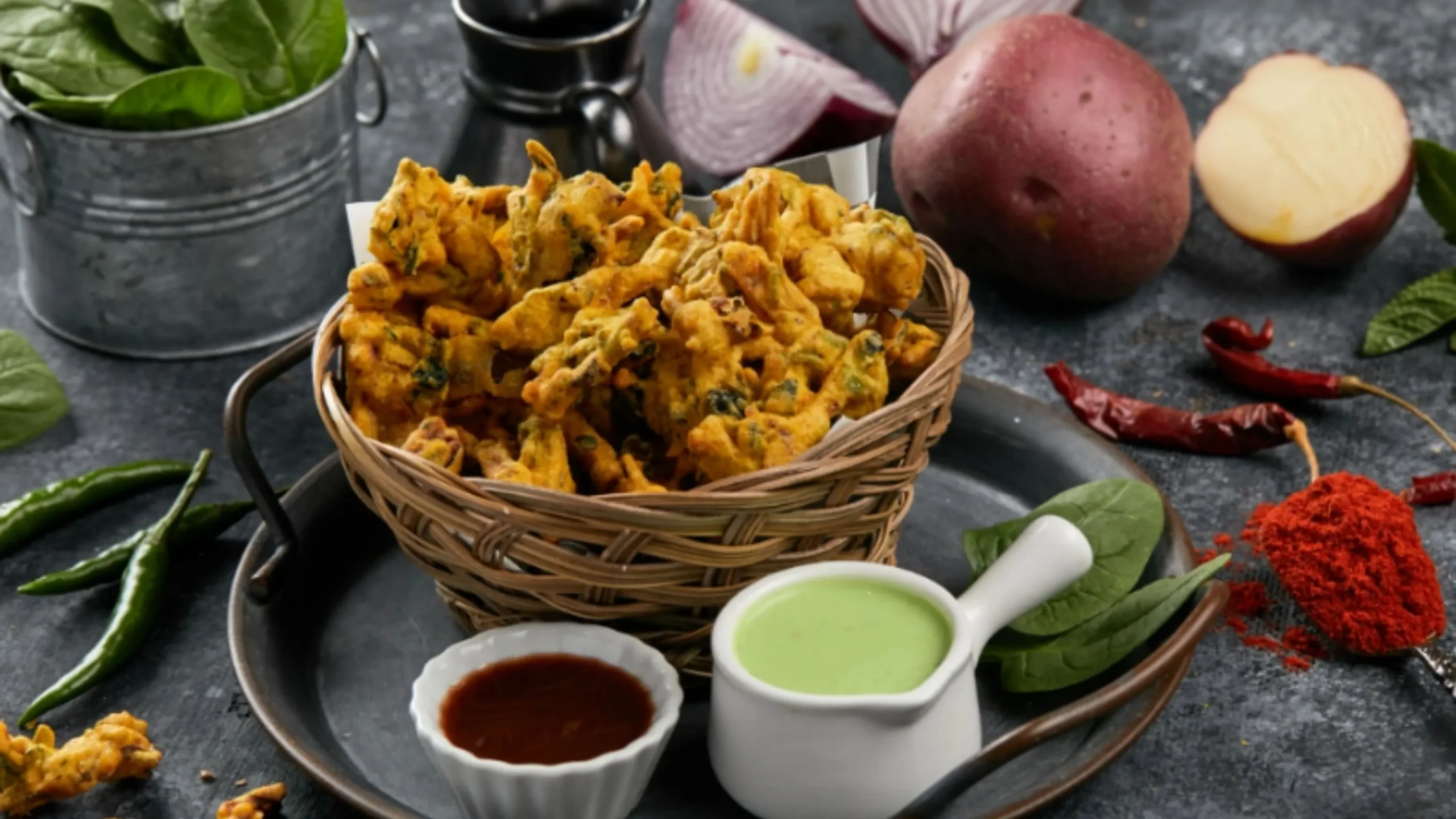 tasty veg pakora indian food in Passage to India restaurant